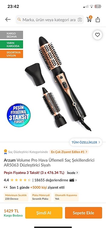 Arzum saç şekillendirici