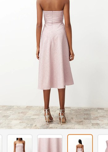 Pudra Midi Elbise - Görsel 3