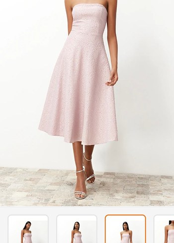 Pudra Midi Elbise - Görsel 5