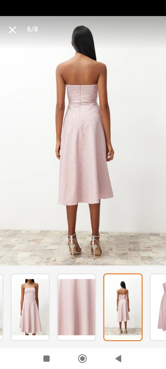 Pudra Midi Elbise - Görsel 3