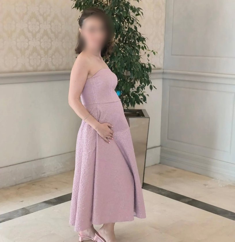 Pudra Midi Elbise - Görsel 2