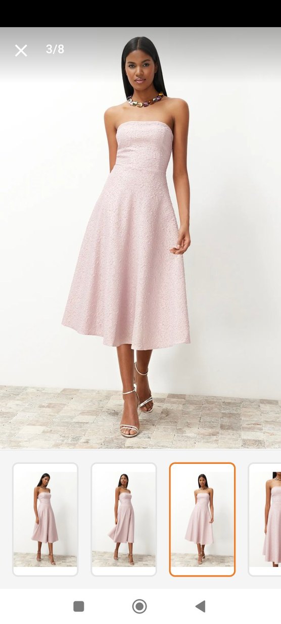 Pudra Midi Elbise - Görsel 5