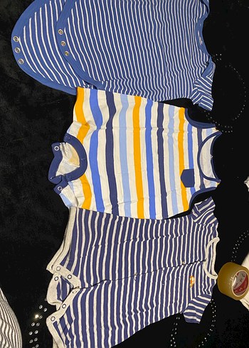 Çizgili Bebek Erkek Kolsuz Bodysuit - Görsel 2