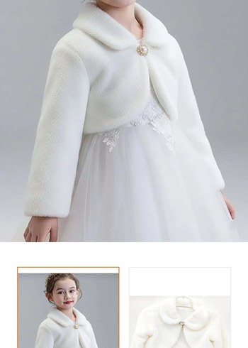 Kız Çocuk Beyaz Kürk Detaylı Bolero - Görsel 2