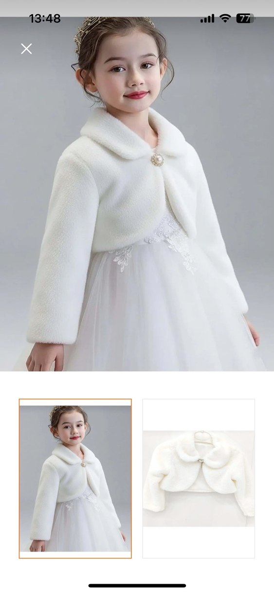 Kız Çocuk Beyaz Kürk Detaylı Bolero - Görsel 2