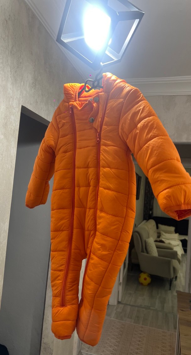 Turuncu Fermuarlı Bebek Tulumu - Görsel 2