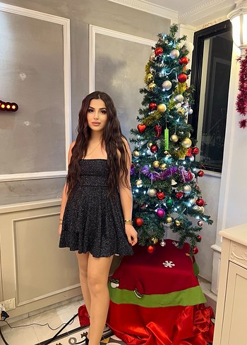 Siyah Straplez Mini Puf Kollu Denim Elbise - Görsel 5