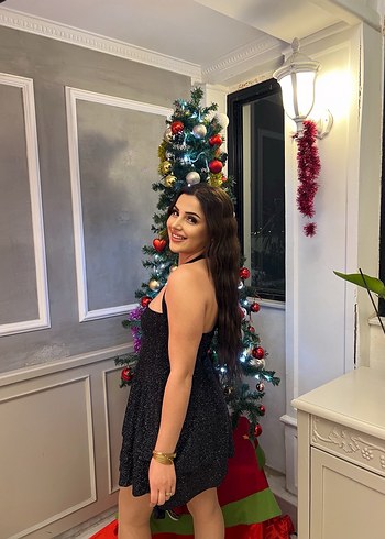 Siyah Straplez Mini Puf Kollu Denim Elbise - Görsel 3