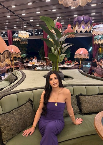 Mor Saten Straplez Drapeli Uzun Abiye Elbise - Görsel 4