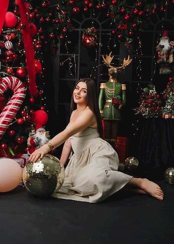 Bej askılı Pamuklu Uzun Elbise - Görsel 3