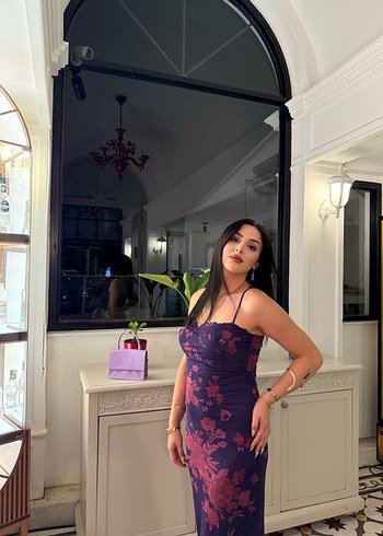 Kadın Mor Midi Drapeli İnce Askılı Elbise - Görsel 2