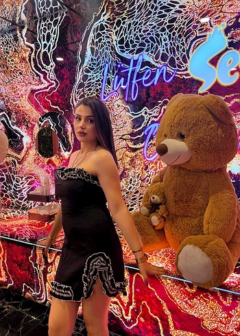 Siyah Straplez Parlak Midi Elbise - Görsel 3