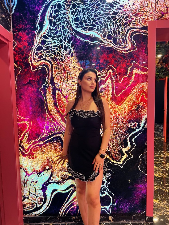 Siyah Straplez Parlak Midi Elbise - Görsel 2