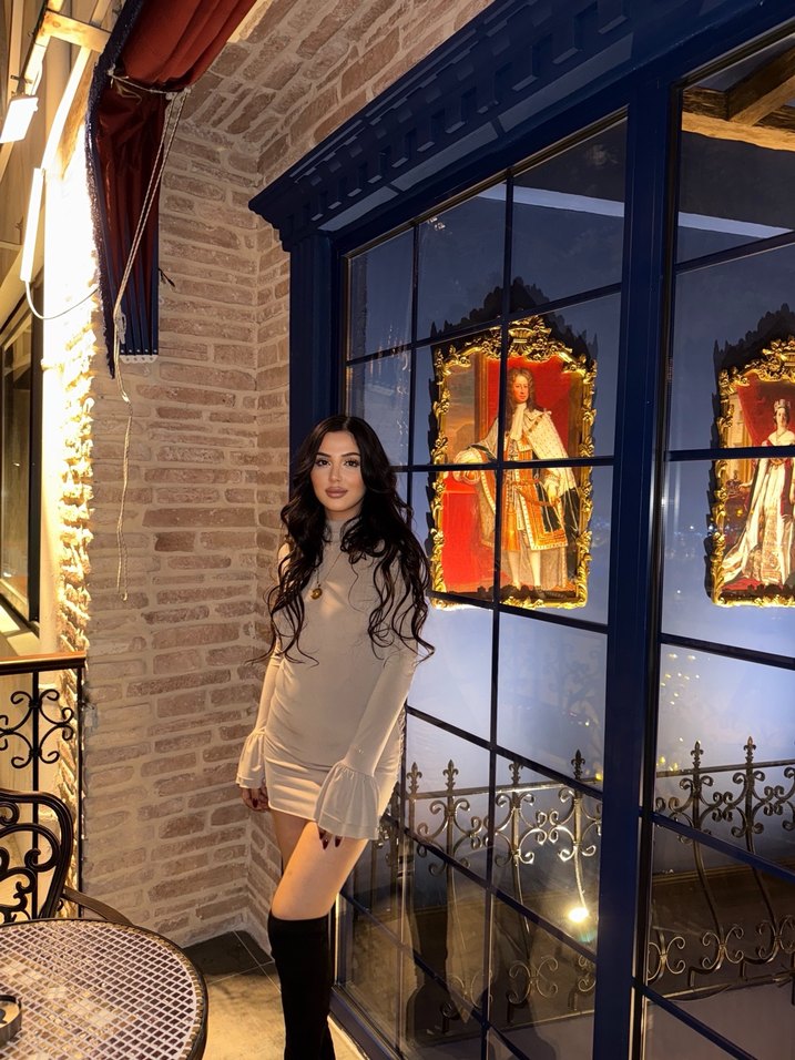 Uzun Kollu Yüksek Yakalı Midi Mini Elbise - Görsel 3