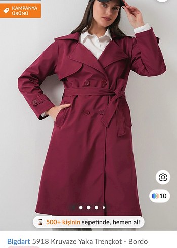 Bordo Midi Kadın Trençkot
