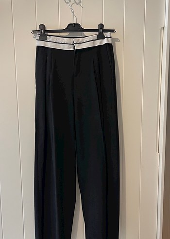 BERSHKA bel detay Siyah Kadın Kumaş Pantolon