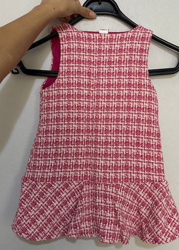 4 Yaş Beden Kız Çocuk Pembe Düğmeli Kolsuz Elbise