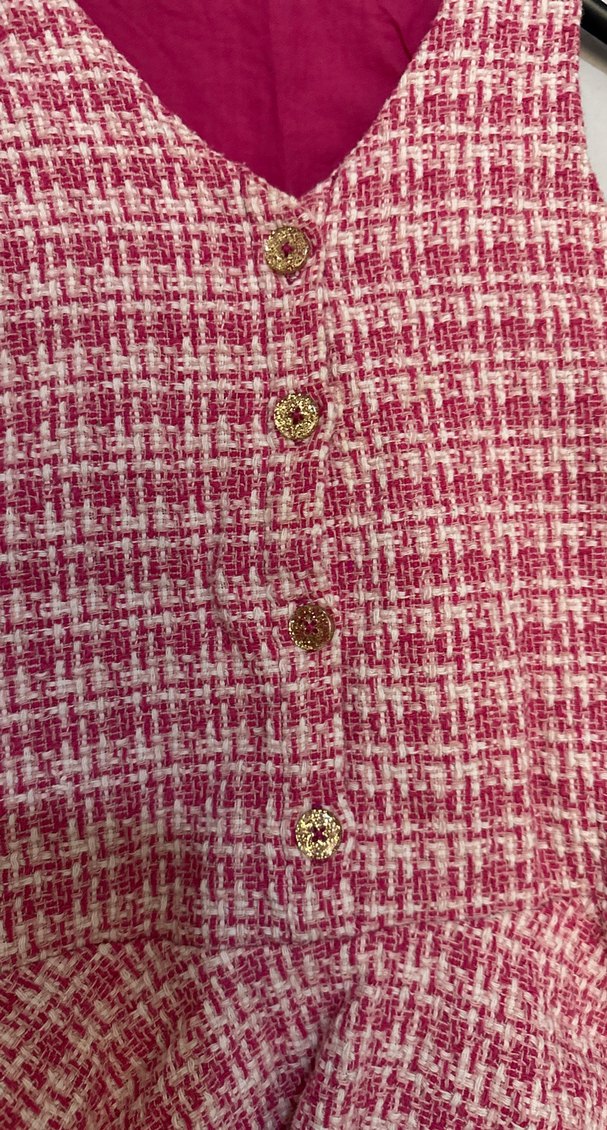 Kız Çocuk Pembe Düğmeli Kolsuz Elbise - Görsel 2