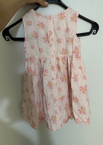 Kız Çocuk Pembe Çiçekli Kolsuz Elbise - Görsel 4