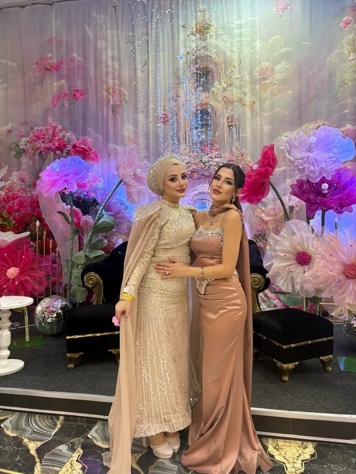 Hafif pembemsi Drapeli Straplez taş detaylı Uzun Abiye - Görsel 2