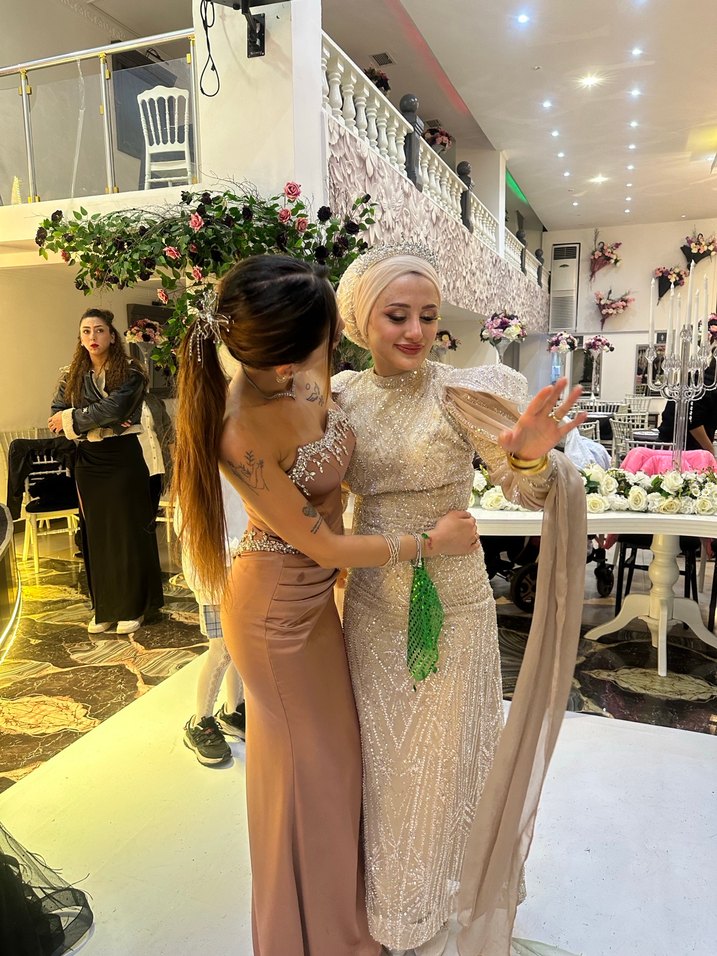 Hafif pembemsi Drapeli Straplez taş detaylı Uzun Abiye - Görsel 3