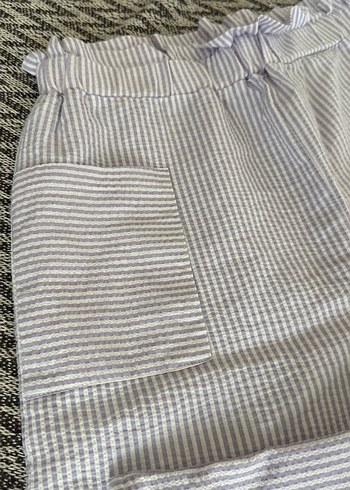 Kadın lila  Keten Pilili Rahat takım - Görsel 2