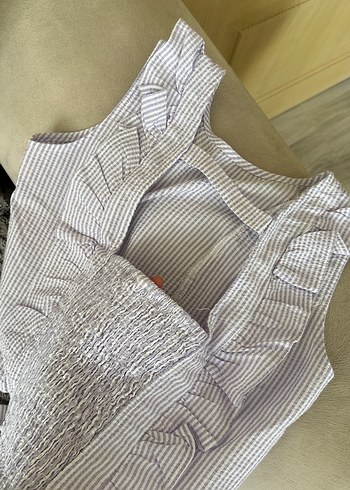 Kadın lila  Keten Pilili Rahat takım - Görsel 4