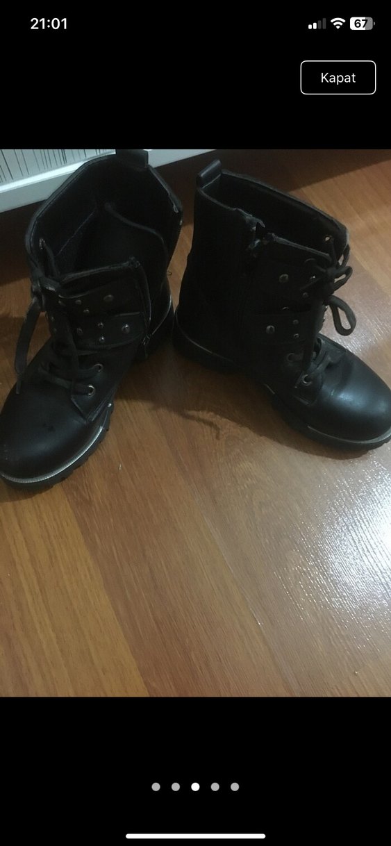 Siyah Deri Tokalı Yüksek Topuklu Punk Bot 33 numara - Görsel 3