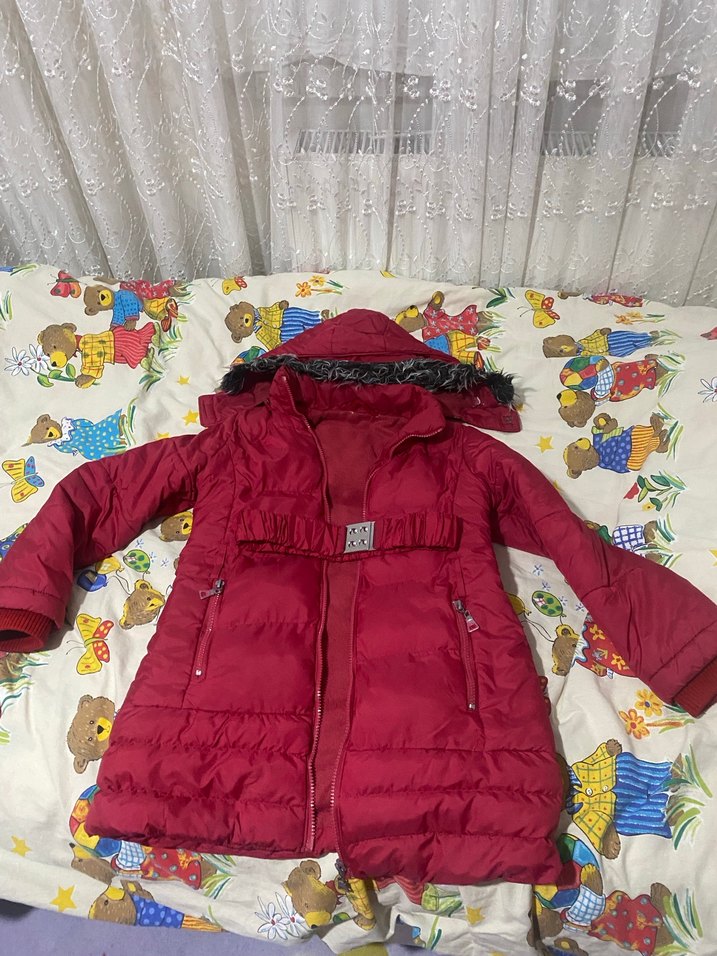 Çocuk Bordo Uzun Kadın Kışlık Mont - Görsel 4