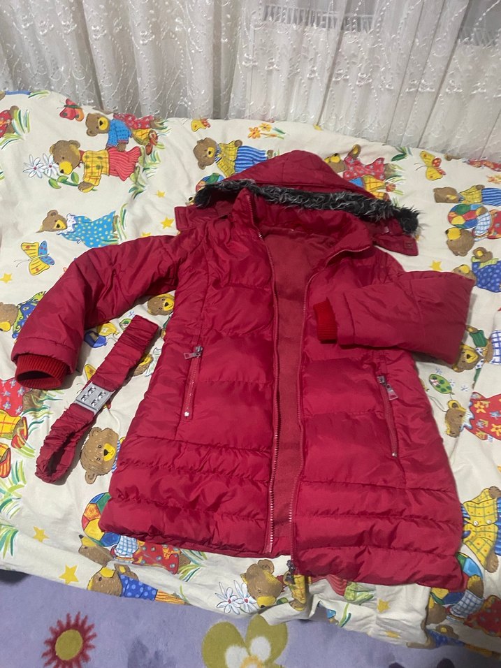 Çocuk Bordo Uzun Kadın Kışlık Mont - Görsel 3