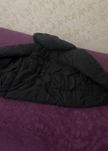 Kürklü Siyah çocuk mont - Görsel 5