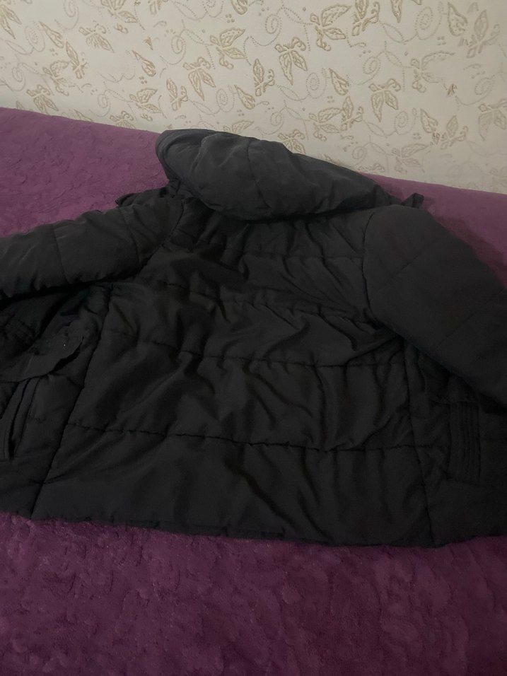 Kürklü Siyah çocuk mont - Görsel 2