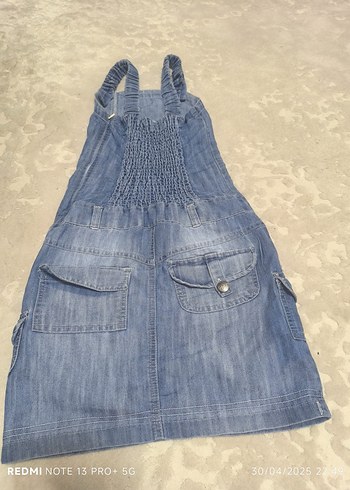 Kızlar için kemerli kot tulum - Görsel 3