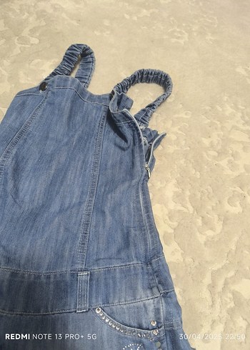 Kızlar için kemerli kot tulum - Görsel 2