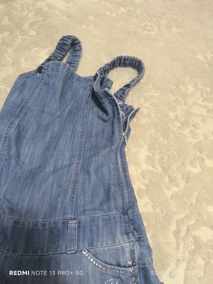 Kızlar için kemerli kot tulum - Görsel 2