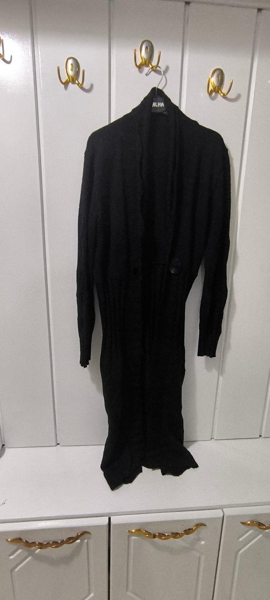 Siyah Kadın File ceket Velcro Detaylı - Görsel 3