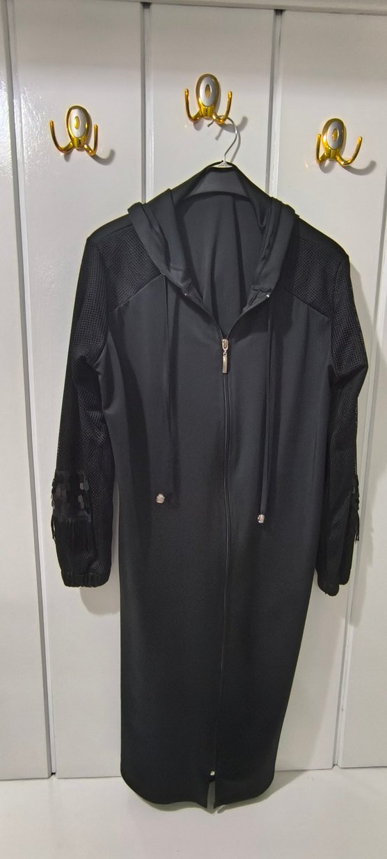 Siyah Kadın File ceket Velcro Detaylı - Görsel 4