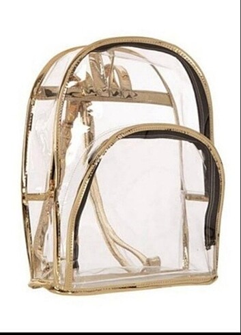 Şeffaf Gümüş Kenarlı Sırt çantası - Görsel 4