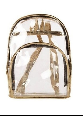 Şeffaf Gümüş Kenarlı Sırt çantası - Görsel 6