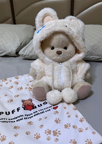 Beyaz Peluş Ayıcık Kapüşonlu Kıyafetle