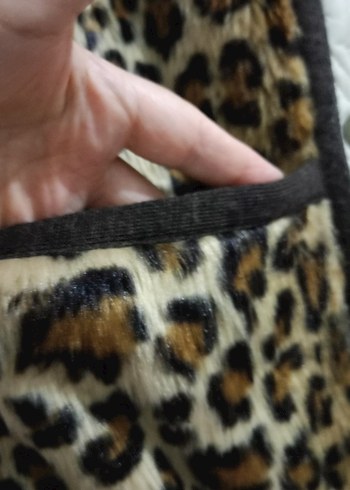 40 Beden Leopar Desenli Kadın Uzun Yelek