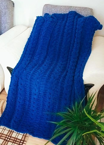 Mavi Örgü tv Battaniyesi - Görsel 2