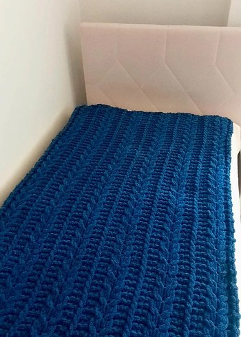 Mavi Örgü tv Battaniyesi - Görsel 3