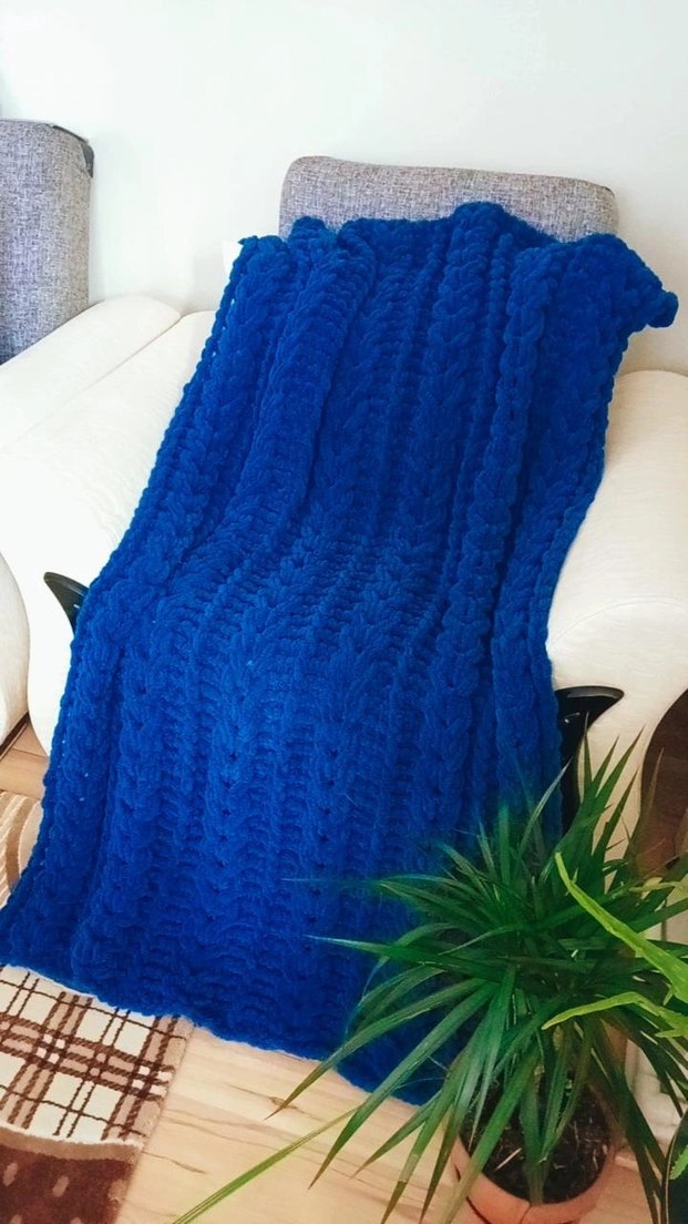 Mavi Örgü tv Battaniyesi - Görsel 2