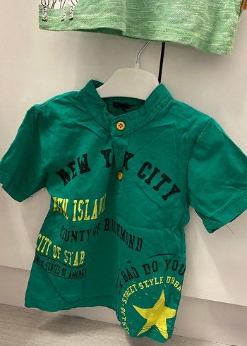 Erkek Çocuk Yeşil Baskılı Polo Tişört - Görsel 2