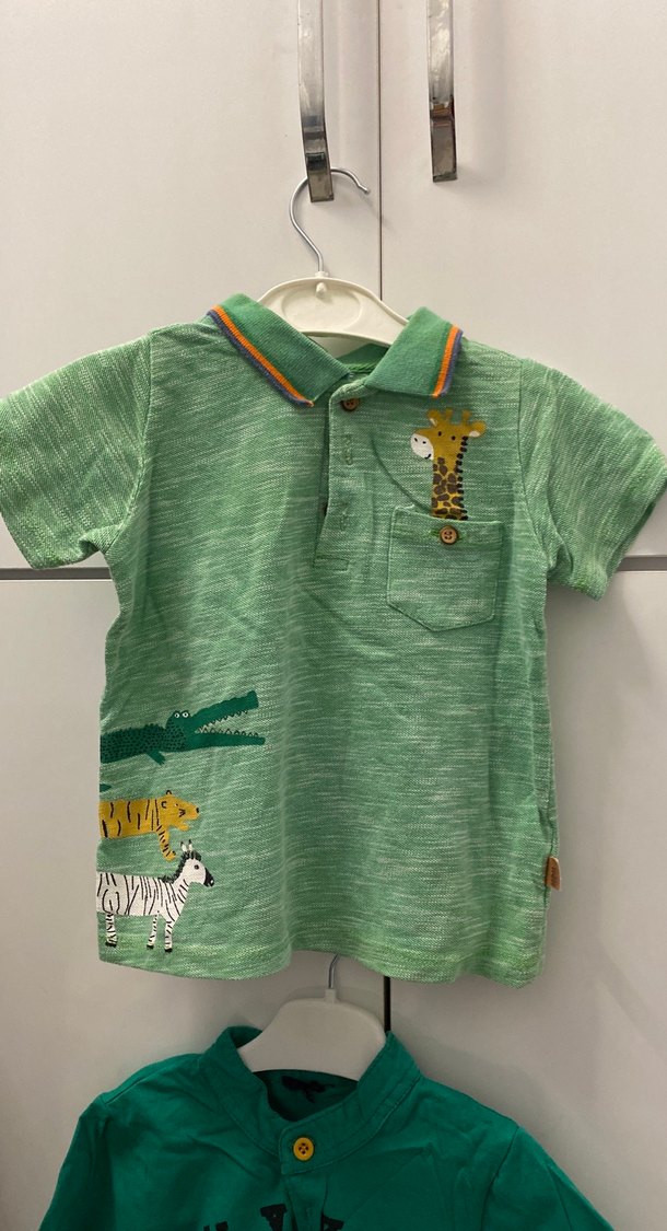 Erkek Çocuk Yeşil Baskılı Polo Tişört - Görsel 3