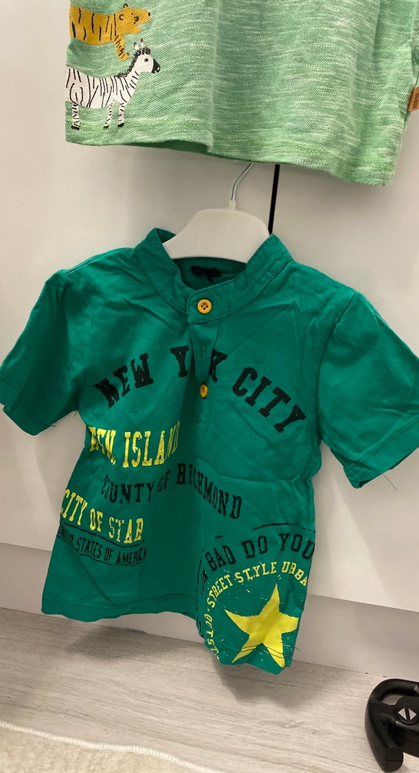 Erkek Çocuk Yeşil Baskılı Polo Tişört - Görsel 2