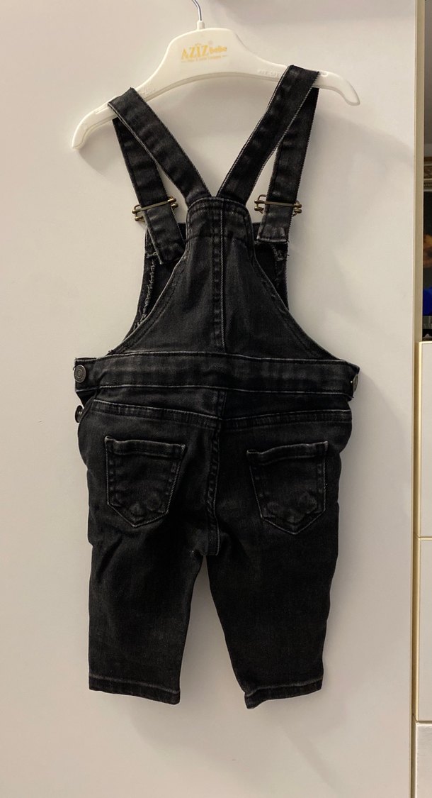 Siyah Denim Erkek Çocuk Askılı Kot Tulum - Görsel 2