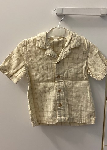 Bej Nakışlı Pamuklu Kısa Kollu Erkek Gömlek - Görsel 3