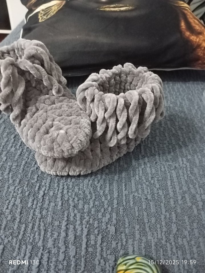 Kız Çocuk Gri Peluş panduf - Görsel 2